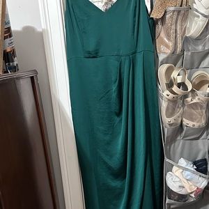 Green satin gown